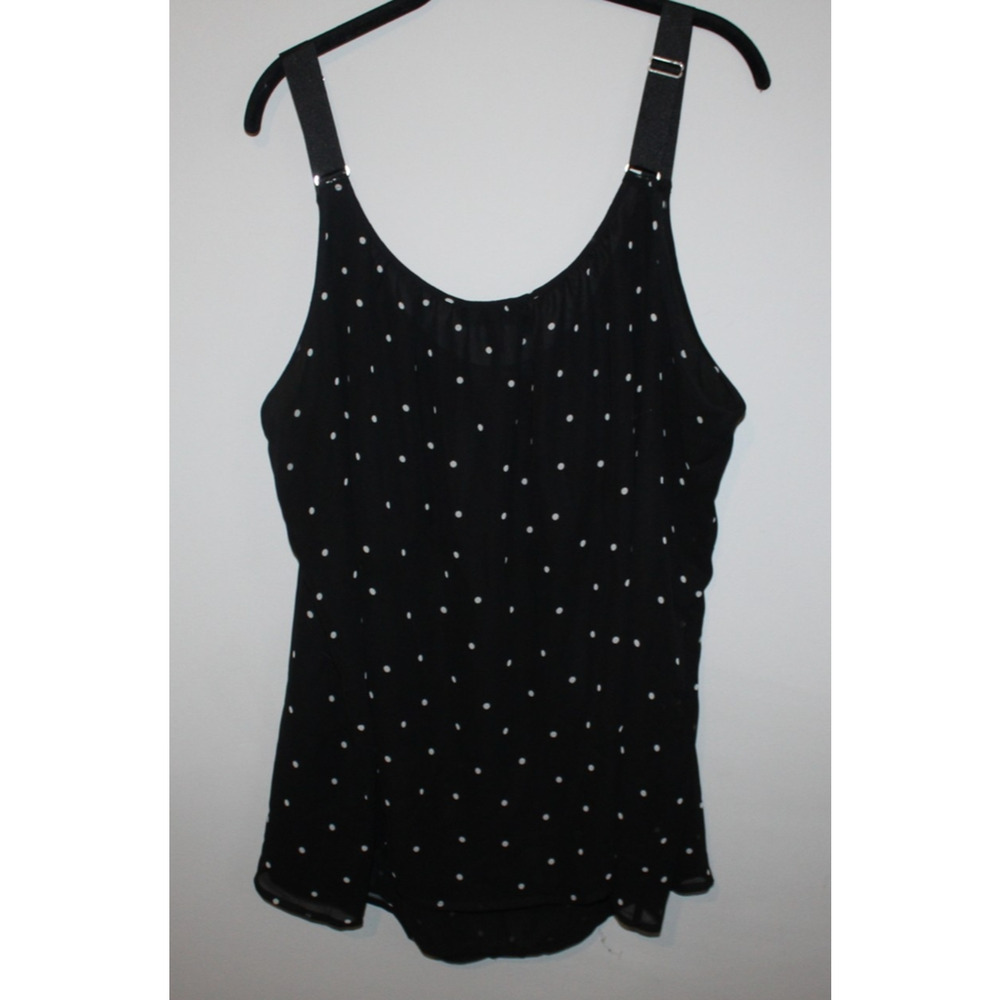 ✨2/$20 Lane Bryant Polka Dot Cami Tank Top Black White Semi Sheer Plus Size 26 - Picture 6 of 7